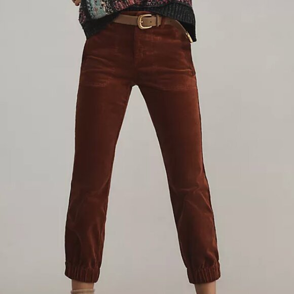 Anthropologie Pants - 🍁 ANTHROPOLOGIE The Richie Slim Joggers Corduroy Pants Dark Brick Terracotta 2